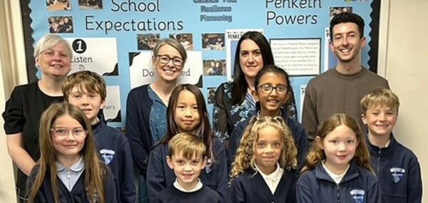 Penketh ofsted Leaders celebrate successful Ofsted report, pictured with pupils